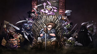 cartoon character digital wallpaper, Game of Thrones, Shakes & Fidget, video games, Iron Throne