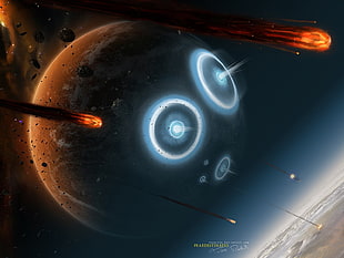 meteor wallpaper, planet, space art, asteroid, comet