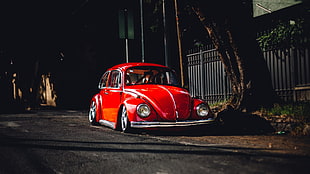 red Volkswagen Beetle, car, red cars, Volkswagen HD wallpaper