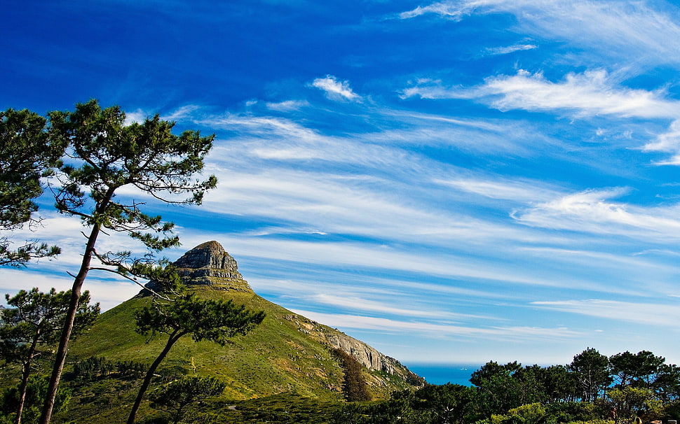 green mountains over cloudy sky HD wallpaper