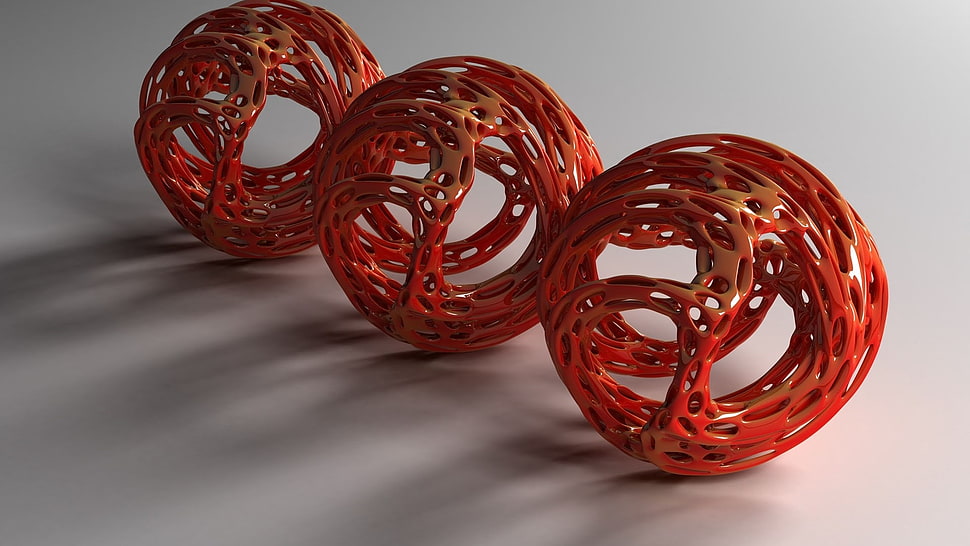 three red balls on white surface HD wallpaper