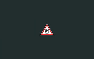 devil sign logo, rock and roll, minimalism, road sign HD wallpaper