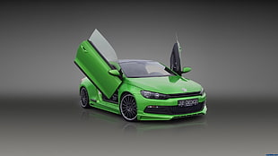 green coupe, car, Volkswagen Scirocco, Volkswagen