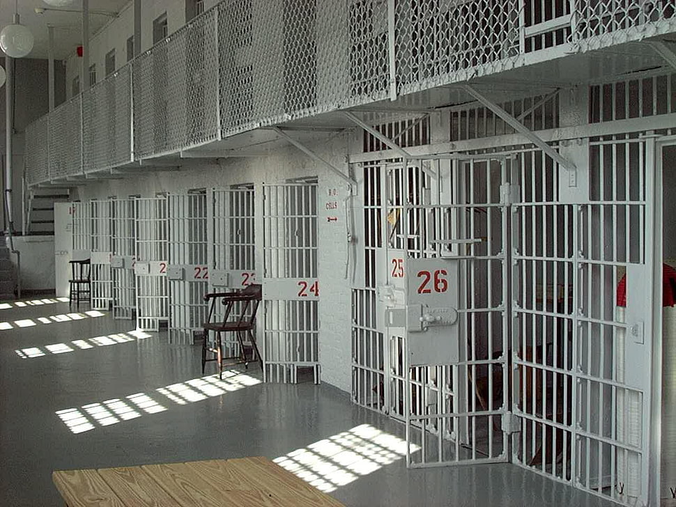 white steel doors, prison, cells HD wallpaper