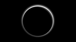 round black logo, Pluto, backlighting, Nightside, Solar System HD wallpaper
