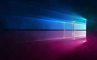 white and blue wooden cabinet, Windows 10, Microsoft, gradient, blue
