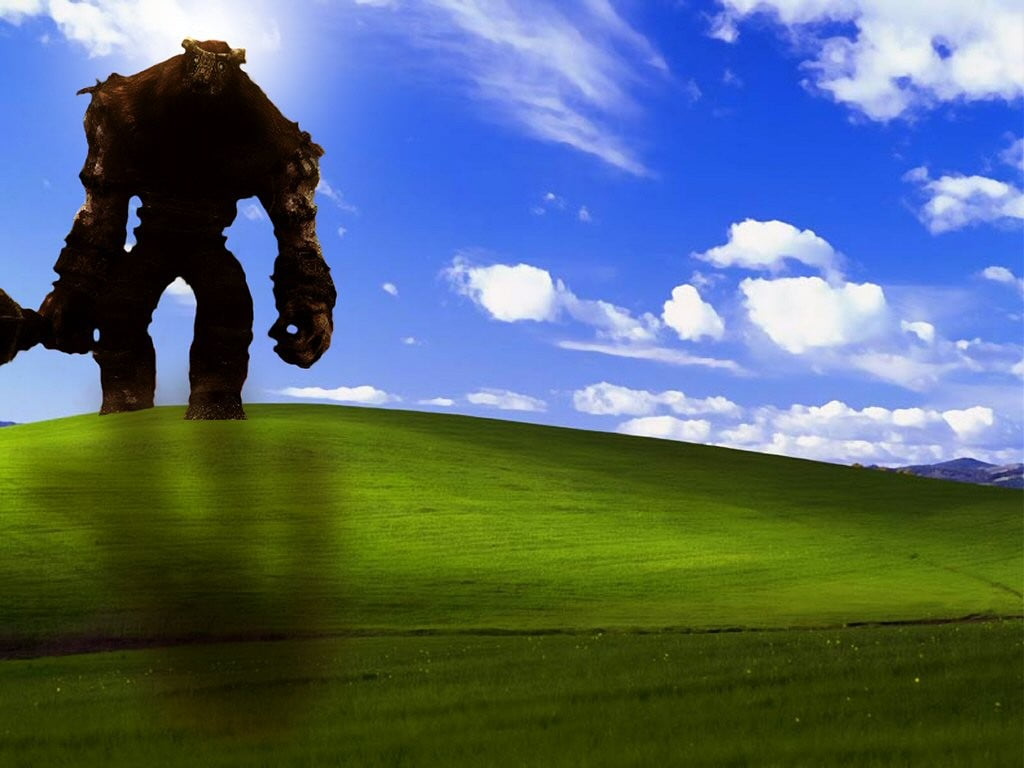Colossal Titan shows up in the Windows XP wallpaper
