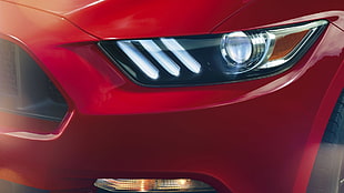 red car headlight, Ford, Ford Mustang, GT, 2015