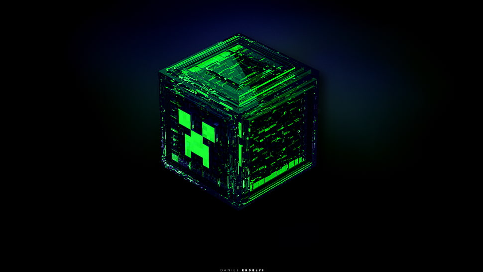 green cube illustration, Minecraft, creeper, green HD wallpaper