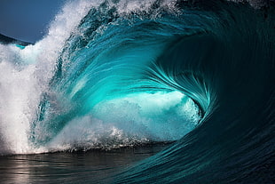 ocean wave, sea, waves, blue, water