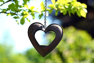 selective focus photo of heart ornament