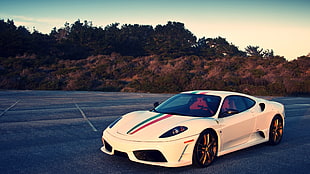 white Ferrari F430, Ferrari 430, car, Ferrari F430 Scuderia, Ferrari HD wallpaper