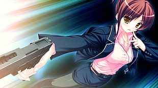 female anime character holding pistol