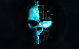skull and robot illustration, skull, robot, Ghost Recon, video games HD wallpaper