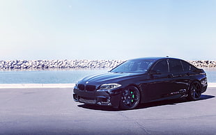 black BMW sedan, BMW, car