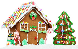 brown gingerbread house, Christmas, New Year, gingerbread, cookies