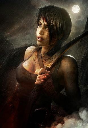 Lara Croft, Tomb Raider, cleavage, video games HD wallpaper
