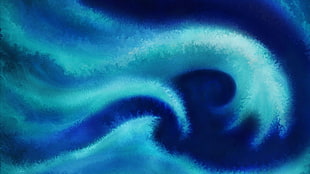 teal and blue digital wallpaper