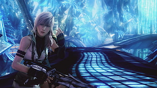 female game character wallpaper, video games, Final Fantasy XIII, Claire Farron, long hair