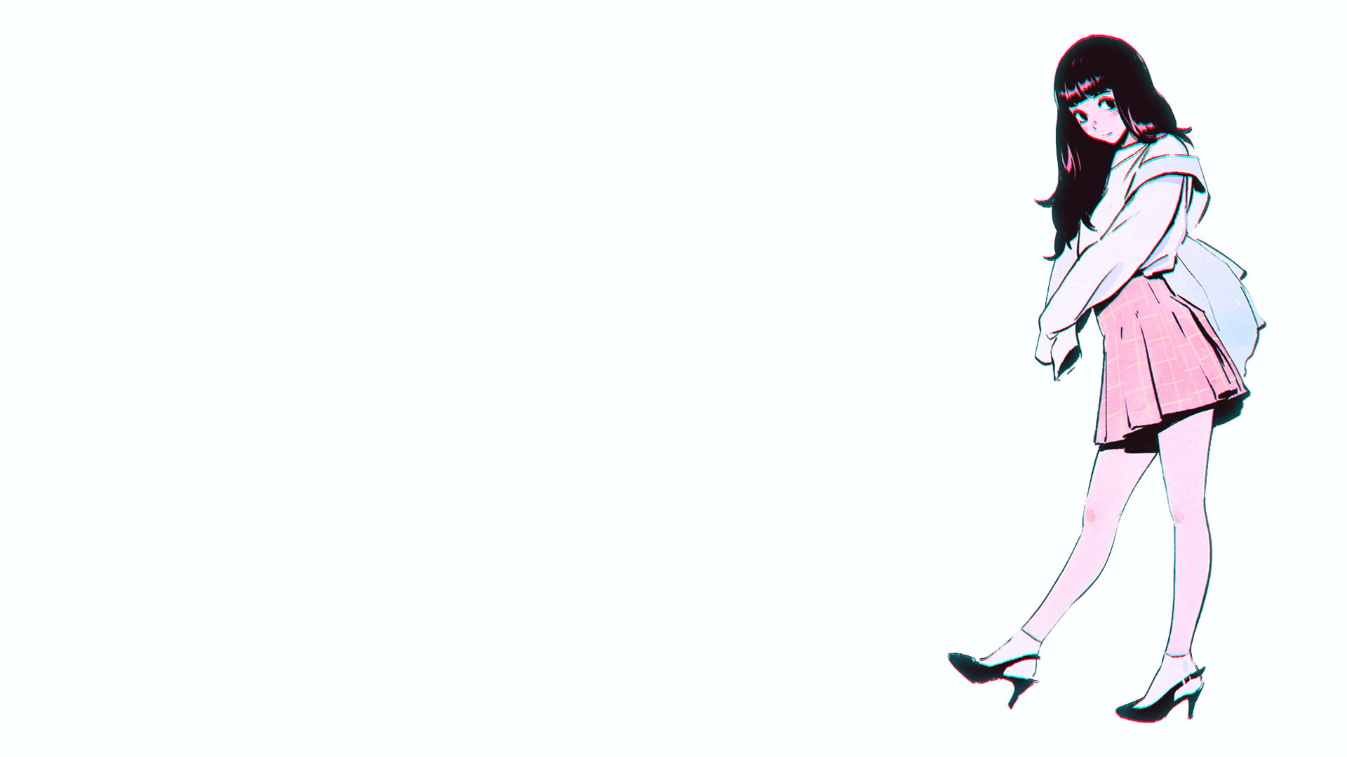 female cartoon character illustration, anime girls, simple, white background, Ilya Kuvshinov