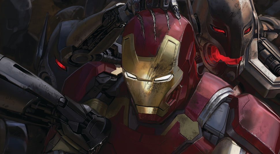 Marvel Iron Man and Ultron digital wallpaper, Iron Man, Avengers: Age of Ultron, artwork HD wallpaper