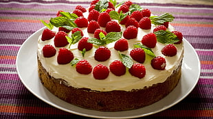 caramel cake with strawberry on top