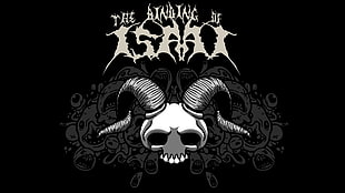 black and white skull illustration, Binding of Isaac, horns, video games