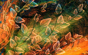 black and orange leaf painting