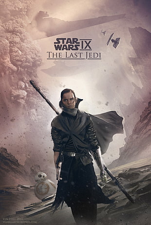 Star Wars IX The Last Jedi movie poster, Star Wars, Rey (from Star Wars), fan art, Star Wars: The Last Jedi