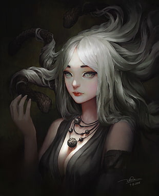 medusa illustration, fantasy art, Medusa
