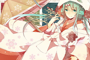 green-haired female in pink dress anime character digital wallpaper, Hatsune Miku, Vocaloid