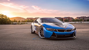 blue BMW sports car photography HD wallpaper
