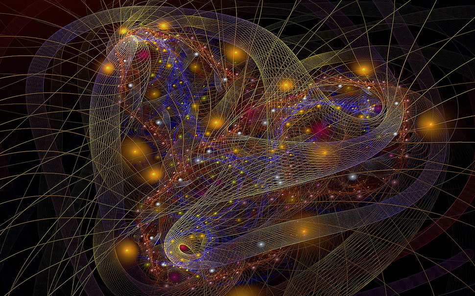 yellow, red, and blue hologram graphics HD wallpaper