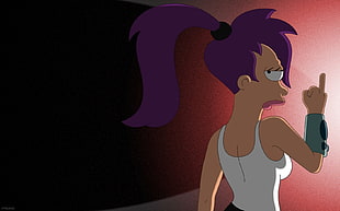 purple haired cartoon character illustration, Futurama, Turanga Leela