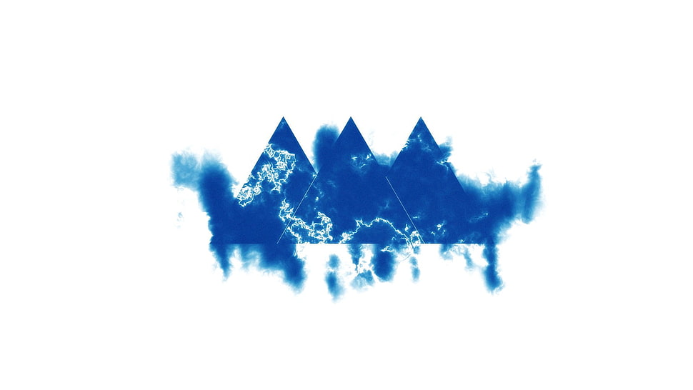blue logo, triangle, abstract, digital art, simple background HD wallpaper