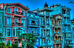 teal, blue, and red concrete building, Istanbul, Turkey