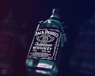 black and white labeled bottle, minimalism, Jack Daniel's, dark, products