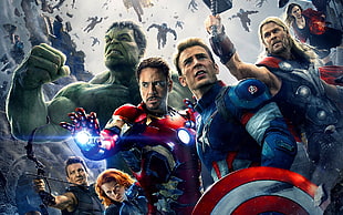 Marvel Avengers poster art, The Avengers, Iron Man, Hulk, Captain America