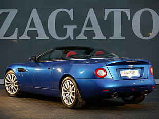 photo of blue Aston Martin Zagato convertible coupe HD wallpaper