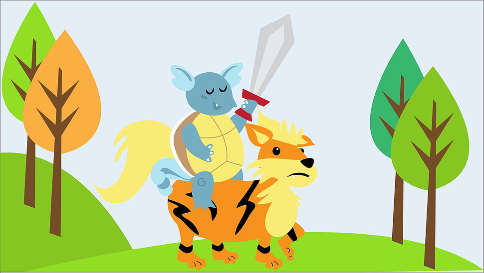 turtle and tiger illustration, Pokémon, Squirtle HD wallpaper