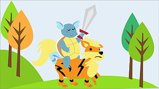 turtle and tiger illustration, Pokémon, Squirtle HD wallpaper