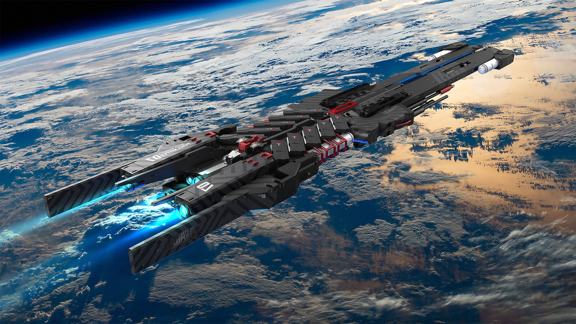 black spaceship, science fiction, space, spaceship