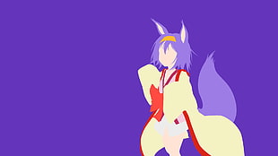 animation character in purple background, No Game No Life, Hatsuse Izuna, vector, anime vectors