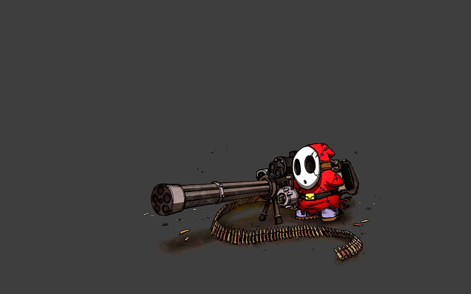 black and red rifle illustration, Super Mario, Shy Guy, video games HD wallpaper