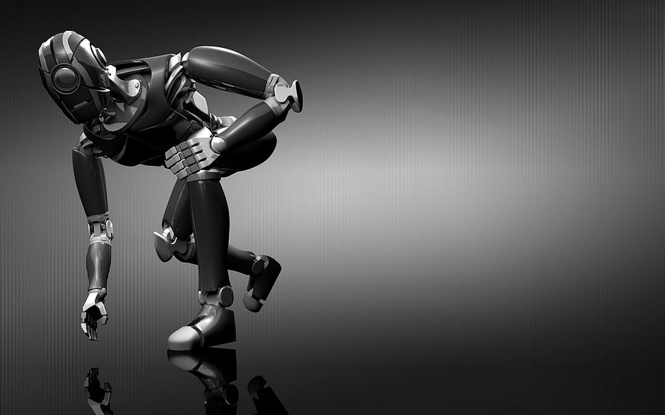 robot half-kneeling photo HD wallpaper