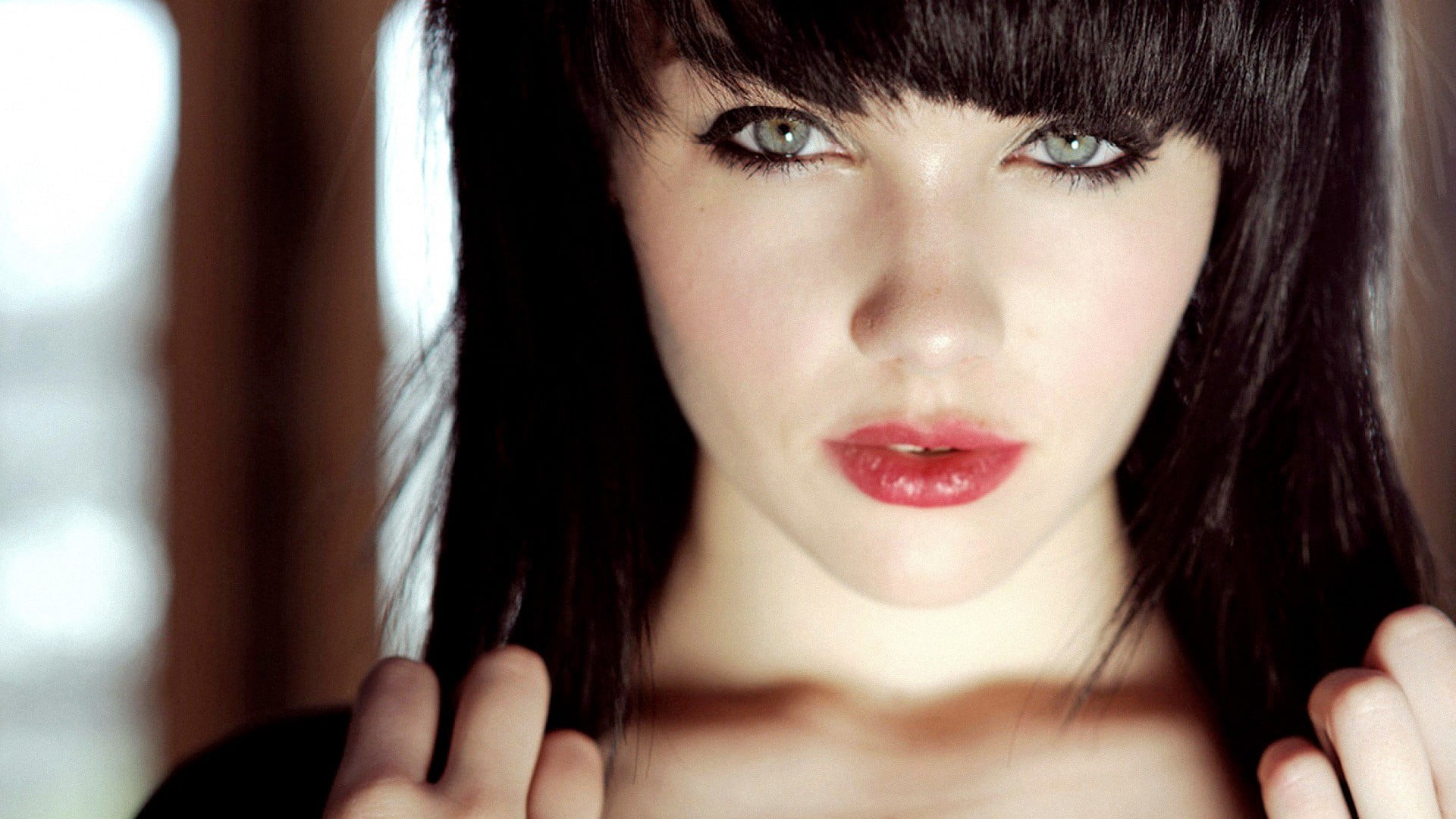 Black Haired Woman Melissa Clarke Gray Eyes Dark Hair Face Hd 