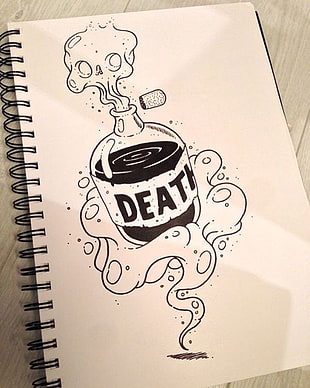 Death-labeled bottle illustration