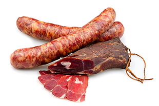 sausages beside raw meat HD wallpaper