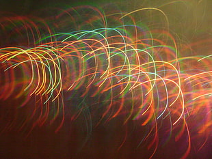 timelapse photography of green and orange LED lights