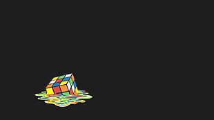 melting Rubik's cube, minimalism, cube HD wallpaper
